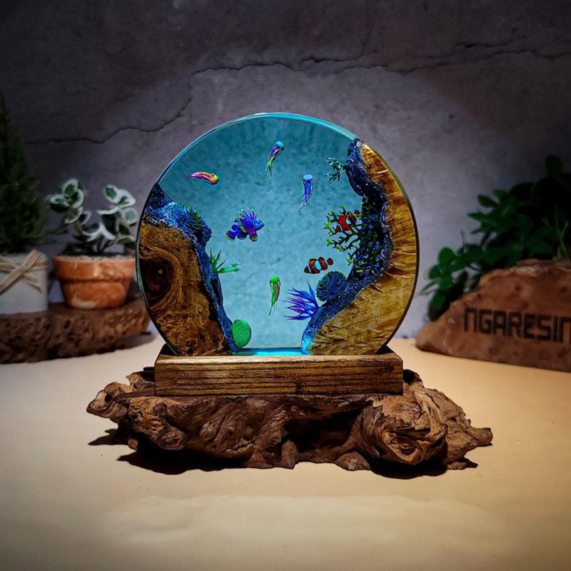 Aquarium Fishes - Okyanus Akvaryumu Organizma Reçine Masa Lambası